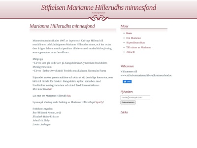www.stiftelsenmariannehillerudhsminnesfond.se